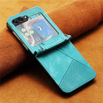 For Samsung Galaxy Z Flip7 FE 5G / Z Flip6 5G / Z Flip5 5G Case Triangle Patterns PU Leather Hard PC Crossbody Phone Cover