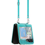 For Samsung Galaxy Z Flip7 FE 5G / Z Flip6 5G / Z Flip5 5G Case Triangle Patterns PU Leather Hard PC Crossbody Phone Cover