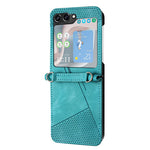 For Samsung Galaxy Z Flip7 FE 5G / Z Flip6 5G / Z Flip5 5G Case Triangle Patterns PU Leather Hard PC Crossbody Phone Cover