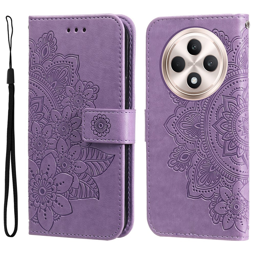 Oppo Reno12 F 5G Skal Blommönster PU Läder Plånboksfodral