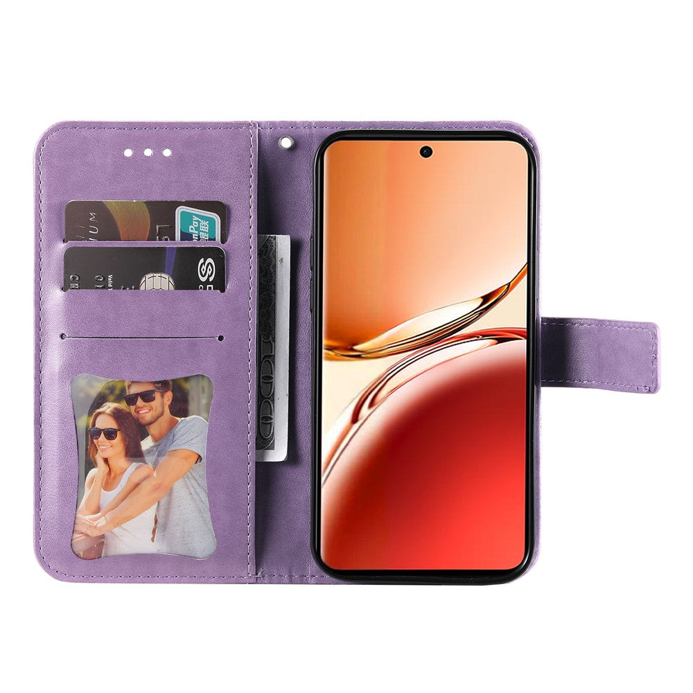 For Oppo Reno12 F 5G Case Floral Pattern PU Leather Wallet Stand Phone Cover