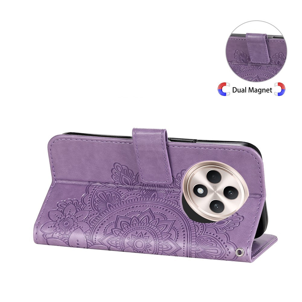 For Oppo Reno12 F 5G Case Floral Pattern PU Leather Wallet Stand Phone Cover
