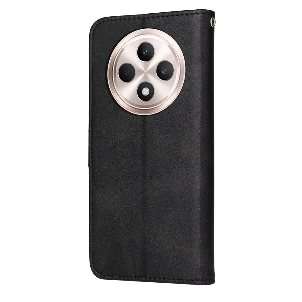 For Oppo Reno12 F 5G Case PU Leather Phone Cover with Cash / Card Slots