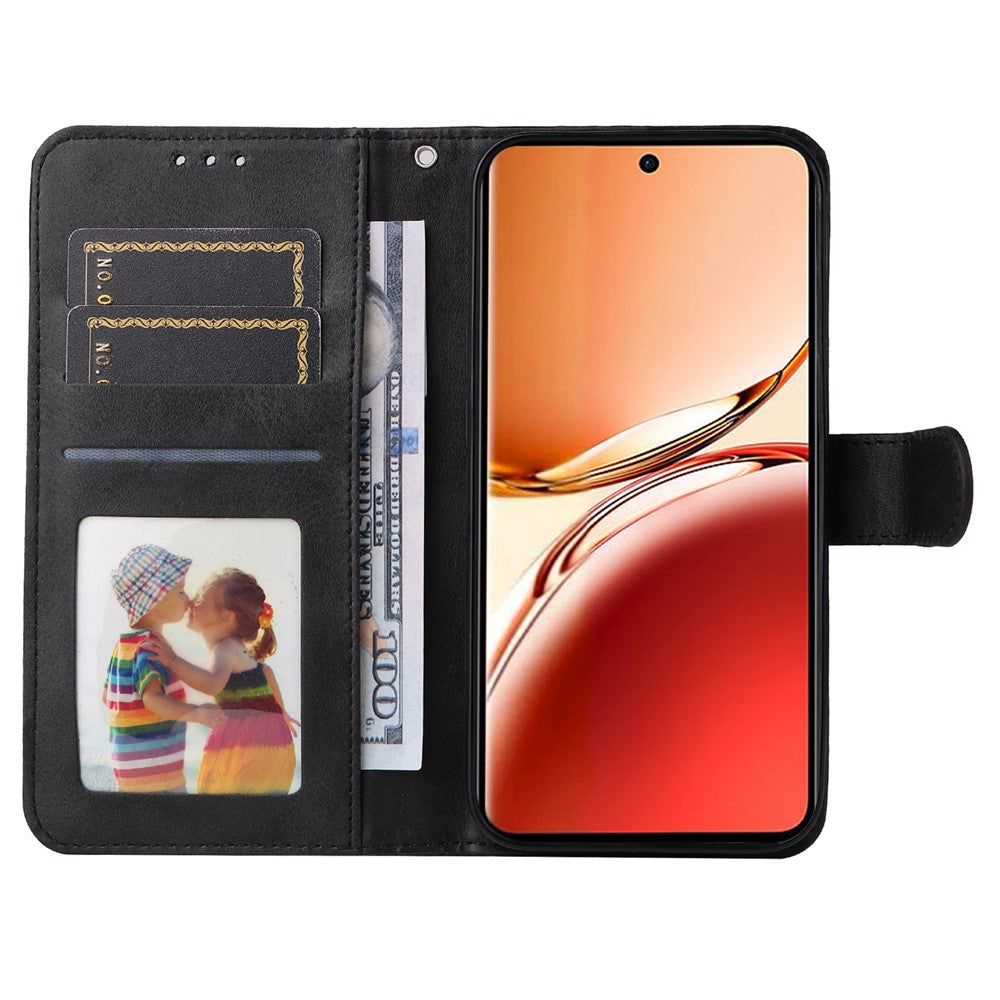 For Oppo Reno12 F 5G Case PU Leather Phone Cover with Cash / Card Slots