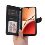 For Oppo Reno12 F 5G Case PU Leather Phone Cover with Cash / Card Slots