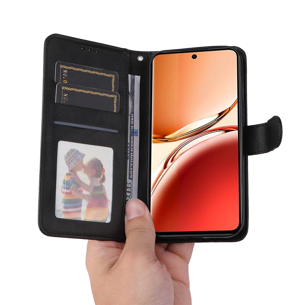 For Oppo Reno12 F 5G Case PU Leather Phone Cover with Cash / Card Slots