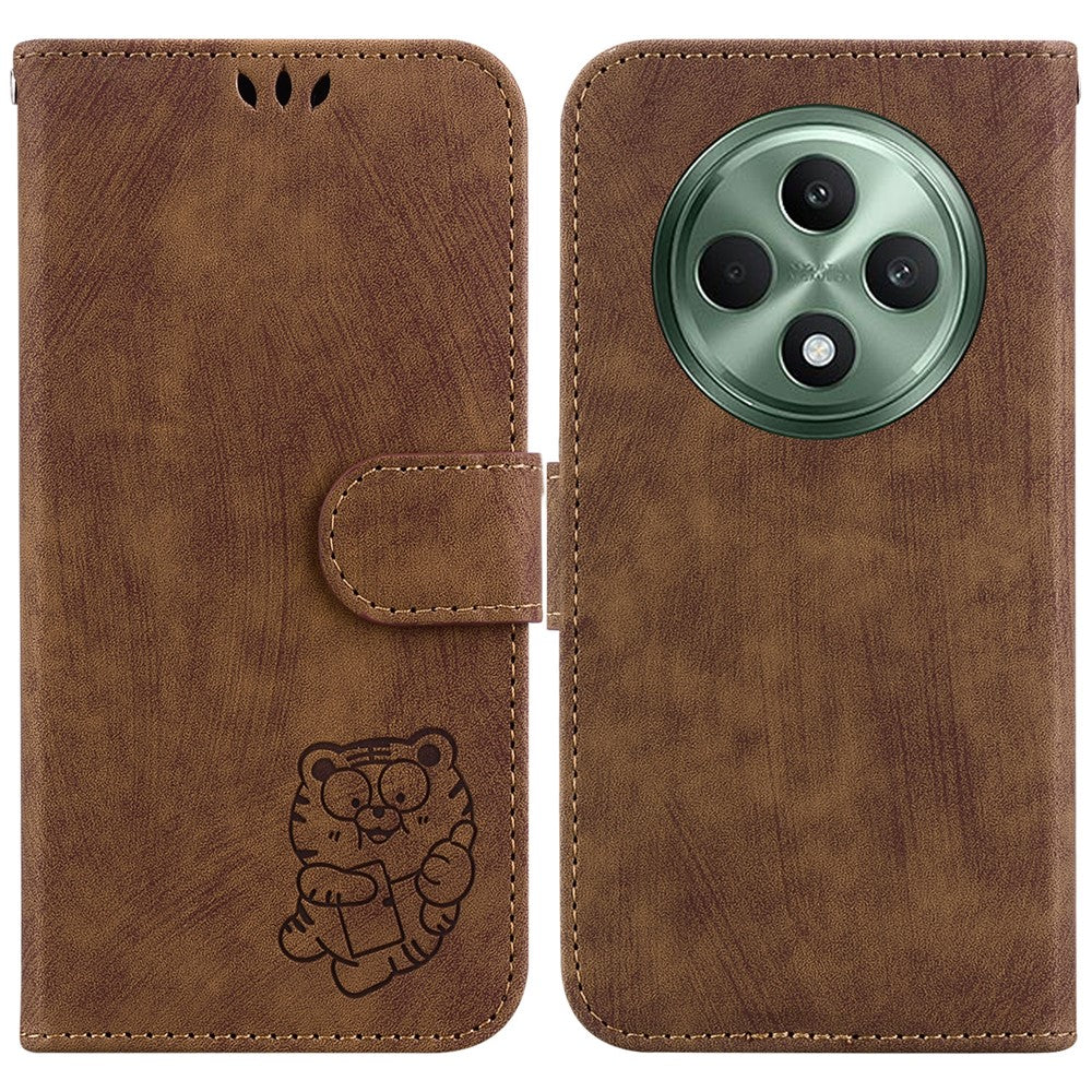 For Oppo Reno12 F 5G Protective Case Tiger Imprint Leather Wallet Phone Cover