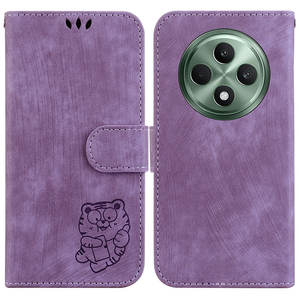 For Oppo Reno12 F 5G Protective Case Tiger Imprint Leather Wallet Phone Cover