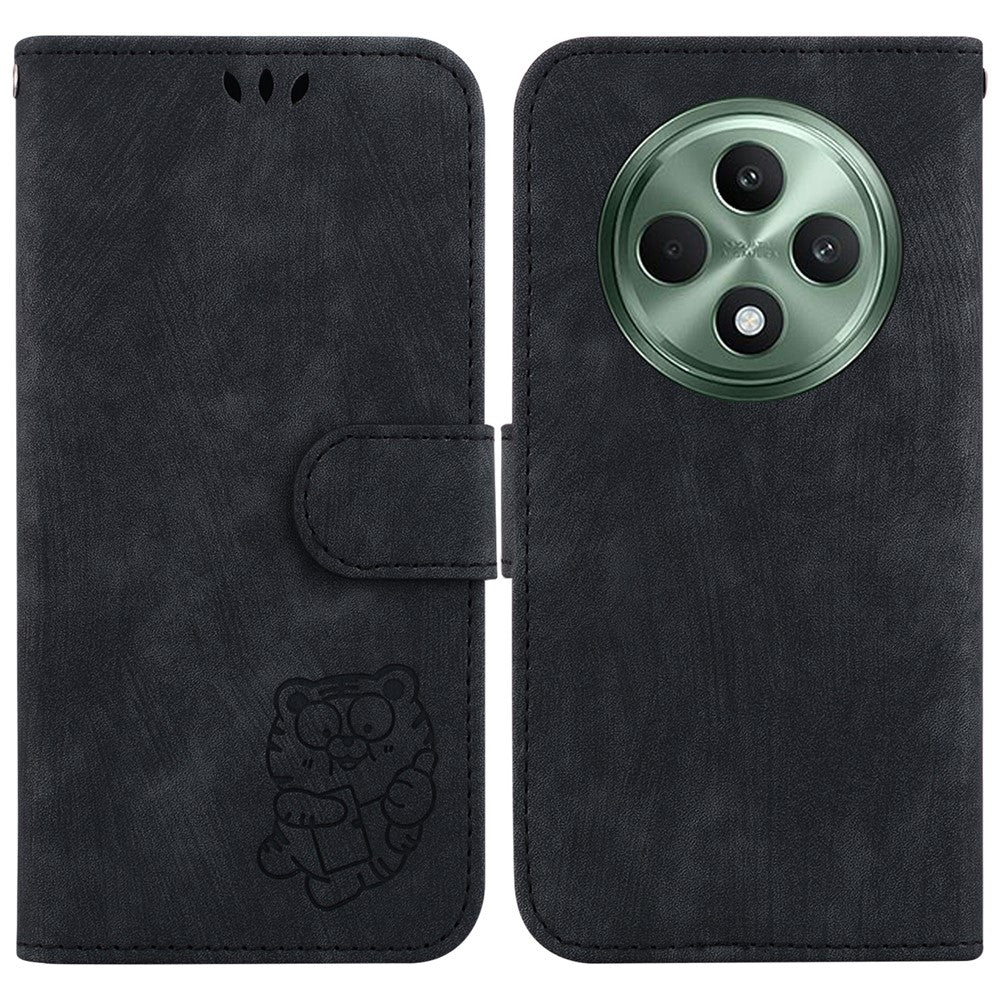 For Oppo Reno12 F 5G Protective Case Tiger Imprint Leather Wallet Phone Cover