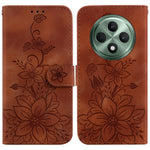 For Oppo Reno12 F 5G Case Lily Flower Imprint Leather Phone Cover with Stand