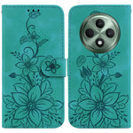 For Oppo Reno12 F 5G Case Lily Flower Imprint Leather Phone Cover with Stand