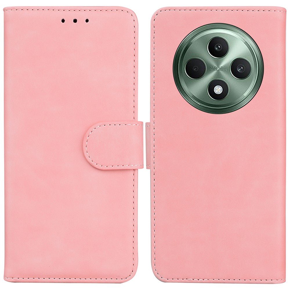 For Oppo Reno12 F 5G Wallet Phone Case Solid Color Leather Shockproof Cover