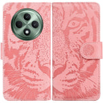 For Oppo Reno12 F 5G Wallet Case Tiger Imprint Leather Folio Flip Phone Cover