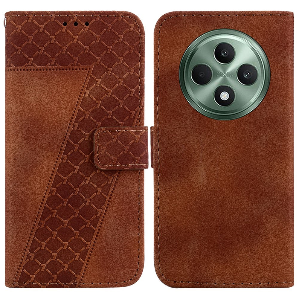 For Oppo Reno12 F 5G Case 7-Shaped Pattern Imprint Leather Stand Phone Cover