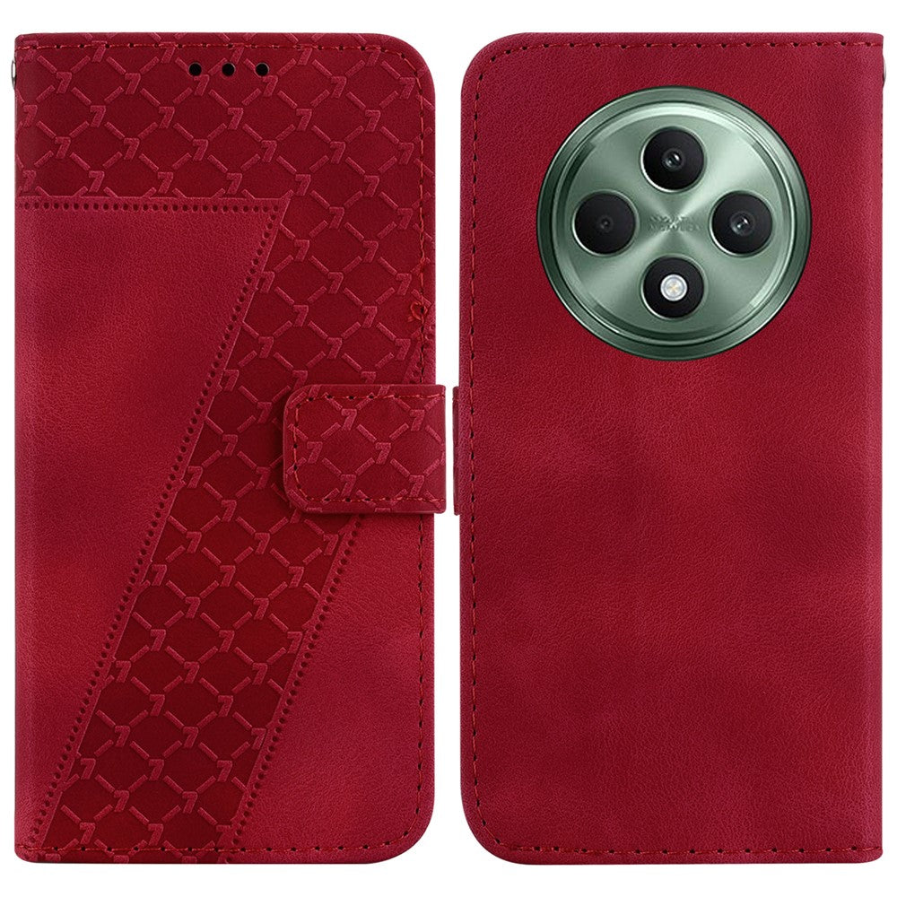 For Oppo Reno12 F 5G Case 7-Shaped Pattern Imprint Leather Stand Phone Cover