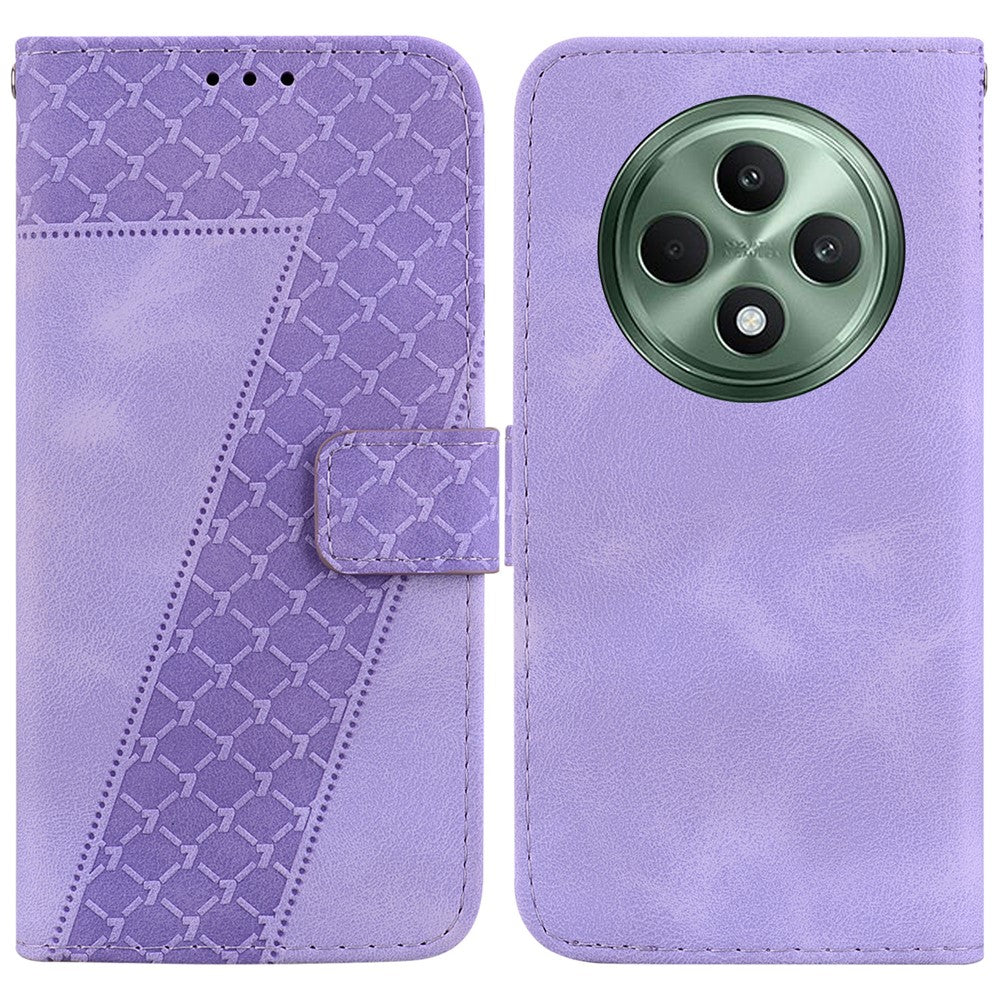 For Oppo Reno12 F 5G Case 7-Shaped Pattern Imprint Leather Stand Phone Cover