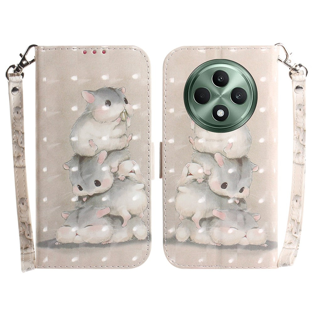 For Oppo Reno12 F 5G Case 3D Pattern Printing Leather Wallet Phone Cover