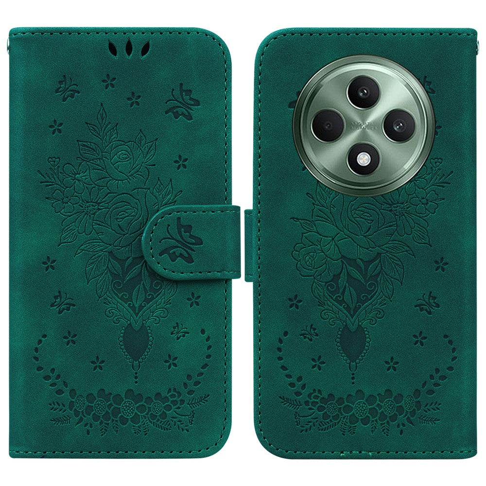 For Oppo Reno12 F 5G Case PU Leather Wallet Phone Cover Butterfly Flower Imprint