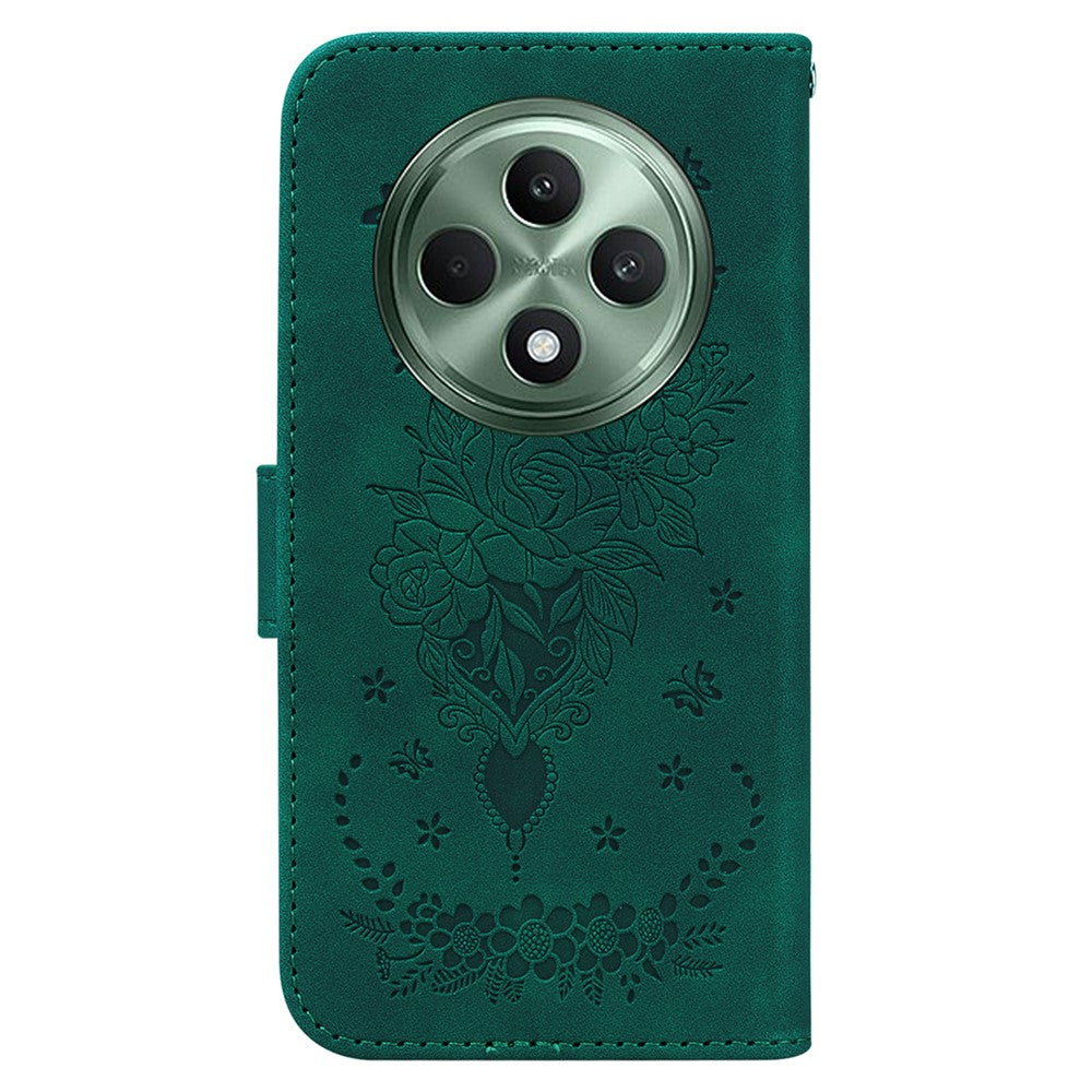 For Oppo Reno12 F 5G Case PU Leather Wallet Phone Cover Butterfly Flower Imprint