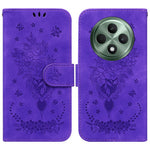 For Oppo Reno12 F 5G Case PU Leather Wallet Phone Cover Butterfly Flower Imprint