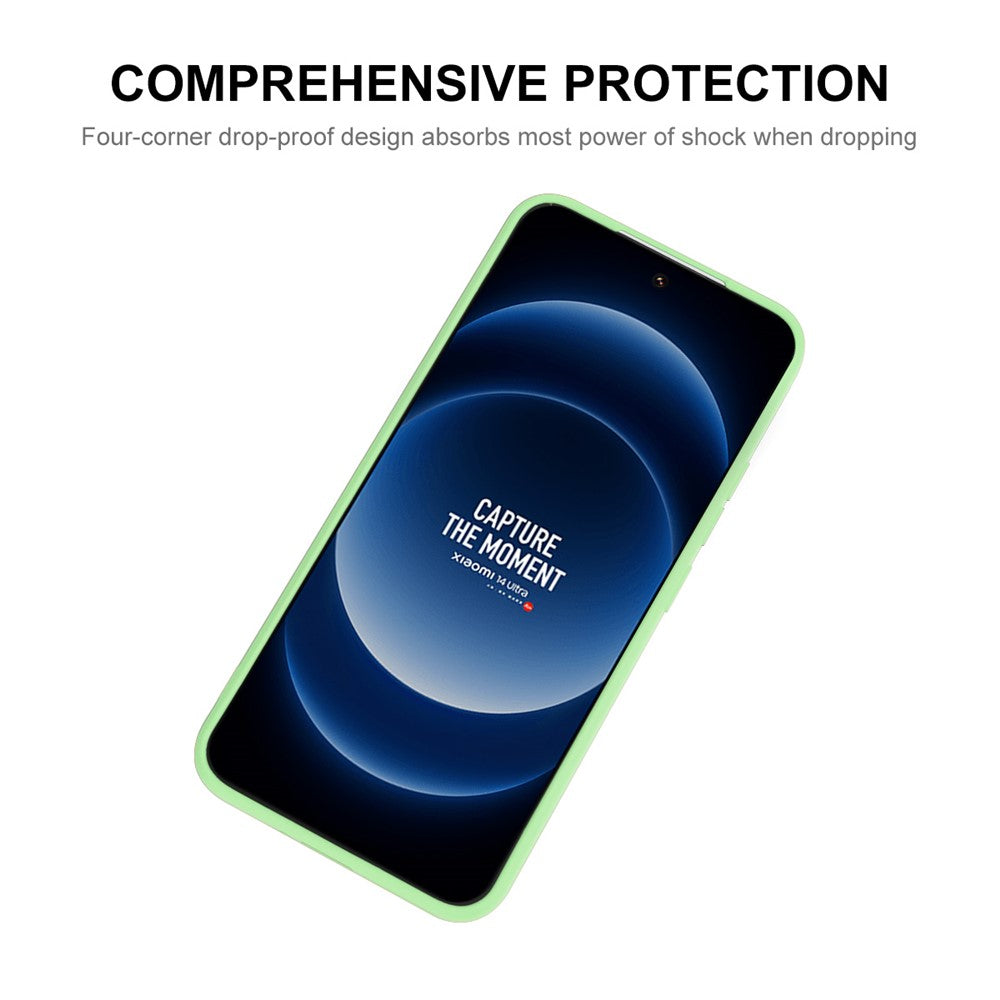 ENKAY HAT PRINCE For Xiaomi 14 Ultra Silicone Case Solid Color Straight Edge Phone Cover