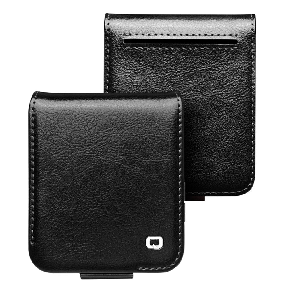 QIALINO TPU-cover med ægte koskind til Samsung Galaxy Z Flip7 FE 5G / Z Flip6 5G, folio-flip-mobilcover