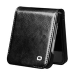 QIALINO TPU-cover med ægte koskind til Samsung Galaxy Z Flip7 FE 5G / Z Flip6 5G, folio-flip-mobilcover