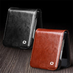 QIALINO TPU-cover med ægte koskind til Samsung Galaxy Z Flip7 FE 5G / Z Flip6 5G, folio-flip-mobilcover