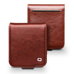 QIALINO TPU-cover med ægte koskind til Samsung Galaxy Z Flip7 FE 5G / Z Flip6 5G, folio-flip-mobilcover