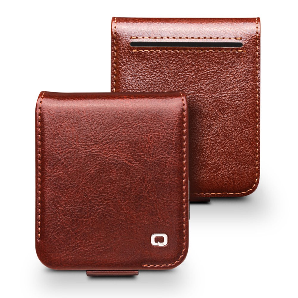 QIALINO TPU-cover med ægte koskind til Samsung Galaxy Z Flip7 FE 5G / Z Flip6 5G, folio-flip-mobilcover