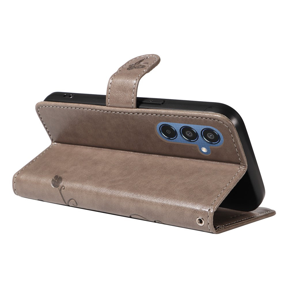 For Samsung Galaxy M35 5G PU Leather Cases Flower Pattern Wallet Stand Phone Cover with Strap
