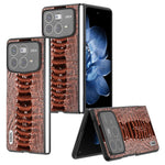 ABEEL For Xiaomi Mix Fold 4 5G Case Genuine Cow Leather+PC Crocodile Texture Phone Cover