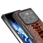 ABEEL For Xiaomi Mix Fold 4 5G Case Genuine Cow Leather+PC Crocodile Texture Phone Cover