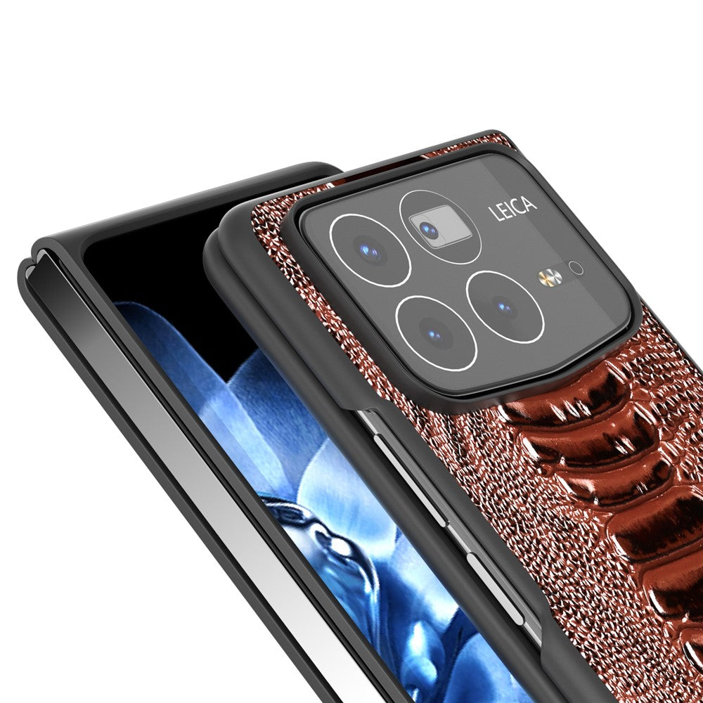 ABEEL For Xiaomi Mix Fold 4 5G Case Genuine Cow Leather+PC Crocodile Texture Phone Cover
