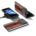 ABEEL For Xiaomi Mix Fold 4 5G Case Genuine Cow Leather+PC Crocodile Texture Phone Cover