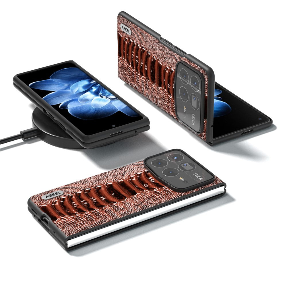 ABEEL For Xiaomi Mix Fold 4 5G Case Genuine Cow Leather+PC Crocodile Texture Phone Cover