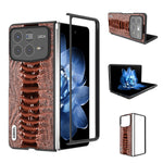 ABEEL For Xiaomi Mix Fold 4 5G Case Genuine Cow Leather+PC Crocodile Texture Phone Cover