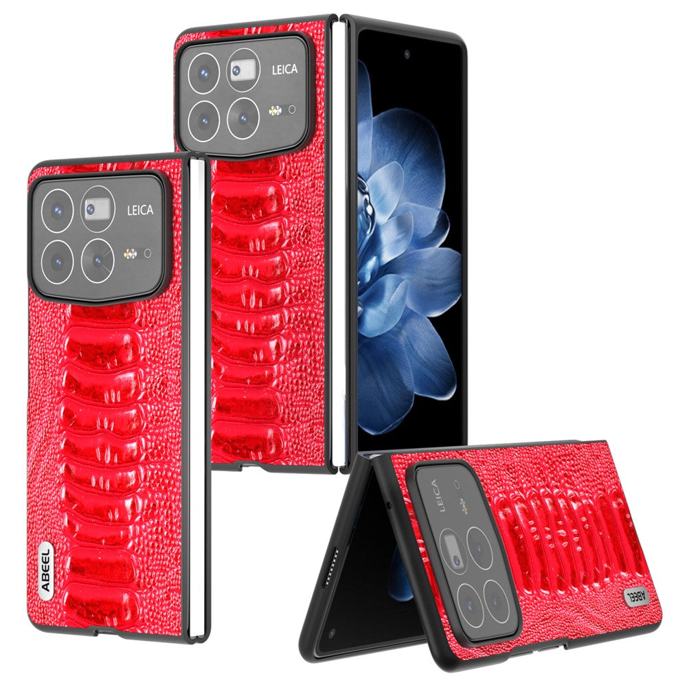 ABEEL For Xiaomi Mix Fold 4 5G Case Genuine Cow Leather+PC Crocodile Texture Phone Cover