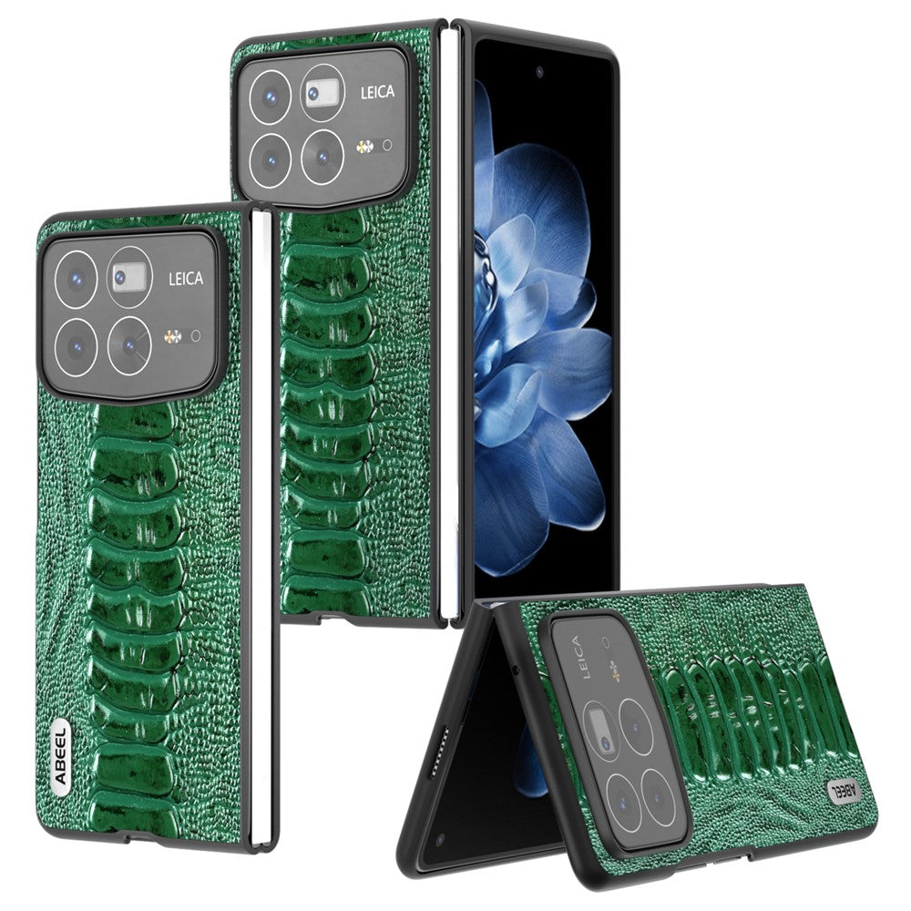ABEEL For Xiaomi Mix Fold 4 5G Case Genuine Cow Leather+PC Crocodile Texture Phone Cover