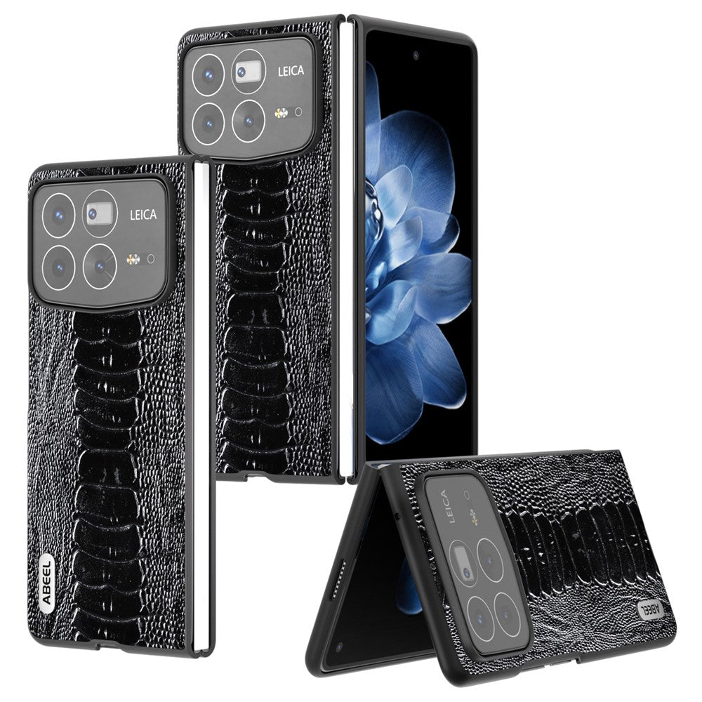ABEEL For Xiaomi Mix Fold 4 5G Case Genuine Cow Leather+PC Crocodile Texture Phone Cover