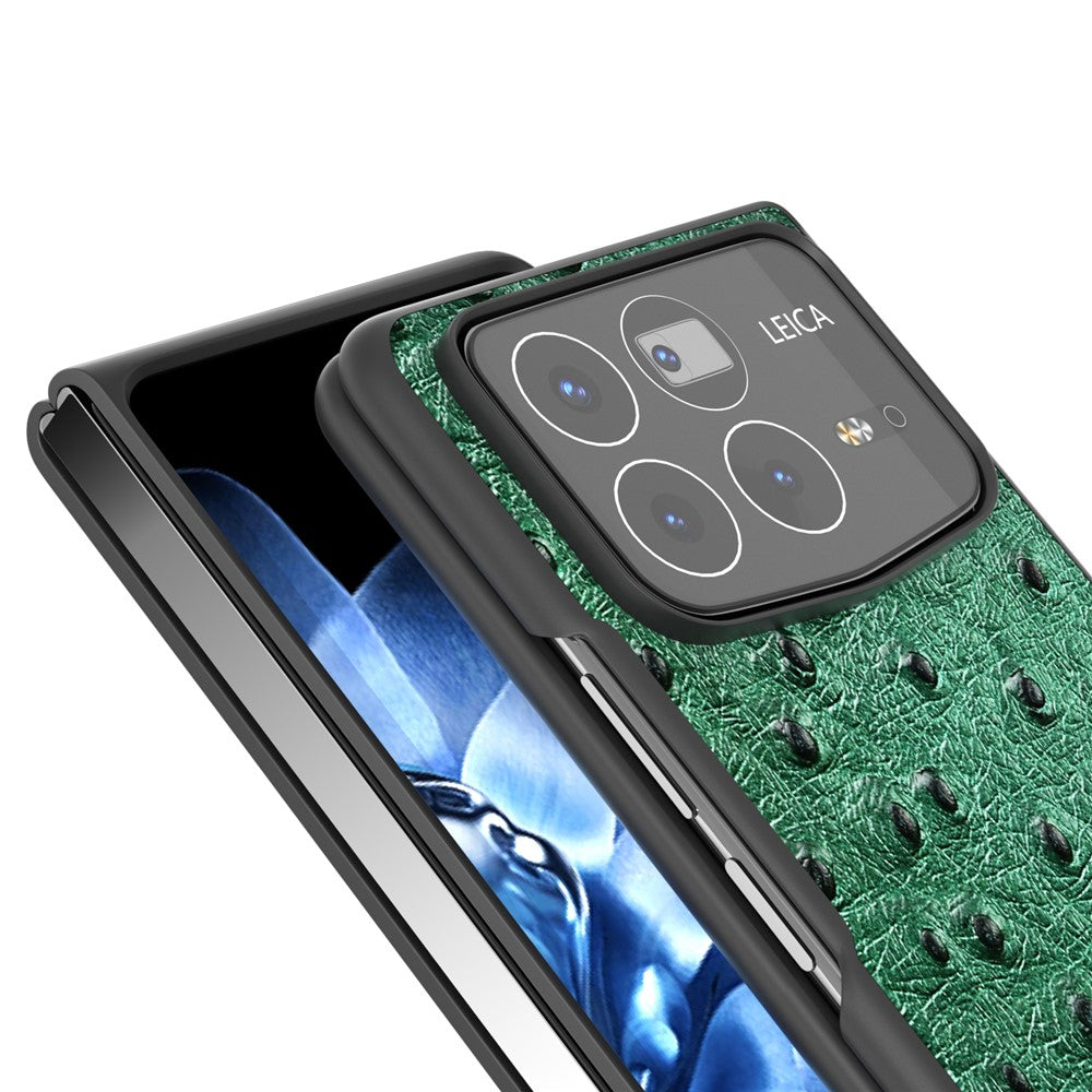 ABEEL For Xiaomi Mix Fold 4 5G Case Genuine Cow Leather+PC Phone Cover Ostrich Texture