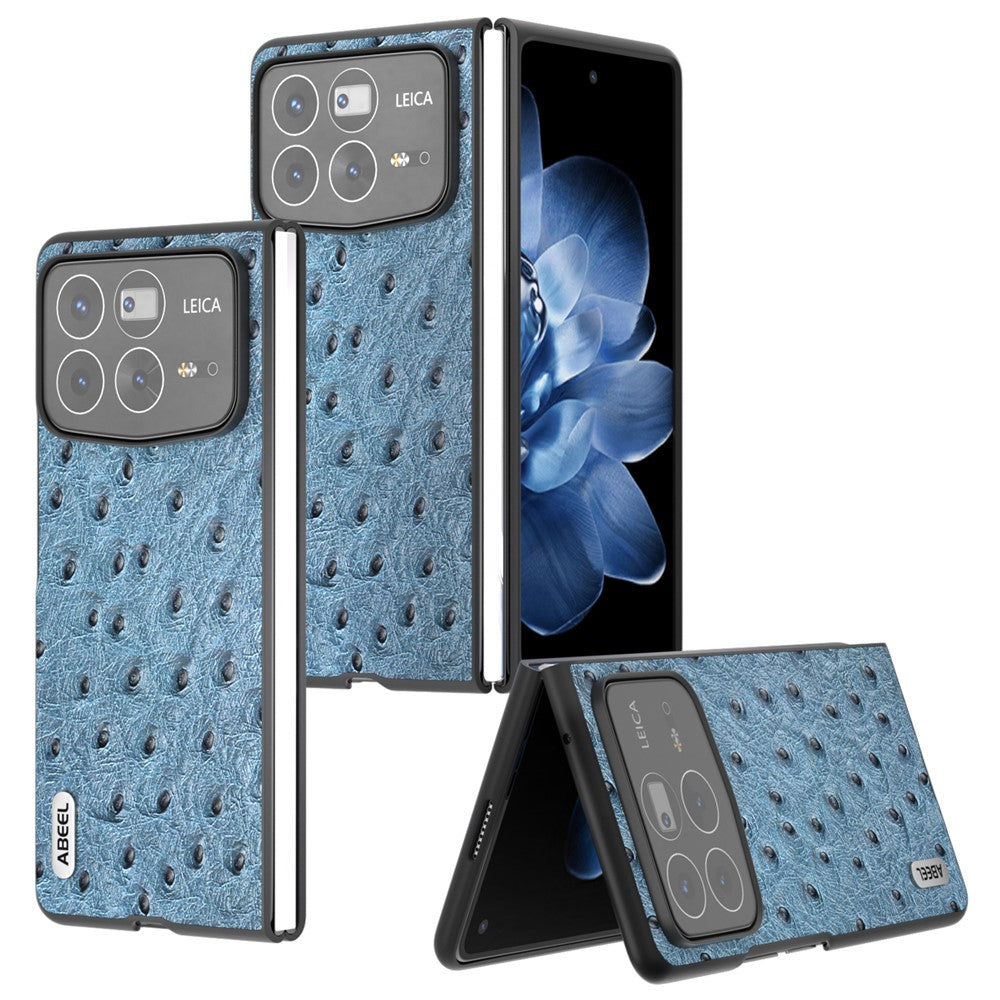 ABEEL For Xiaomi Mix Fold 4 5G Case Genuine Cow Leather+PC Phone Cover Ostrich Texture