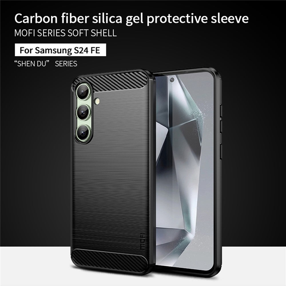 MOFI JK TPU Series-1 TPU-cover til Samsung Galaxy S24 FE, kulfibertekstur, mobilbeskyttelse