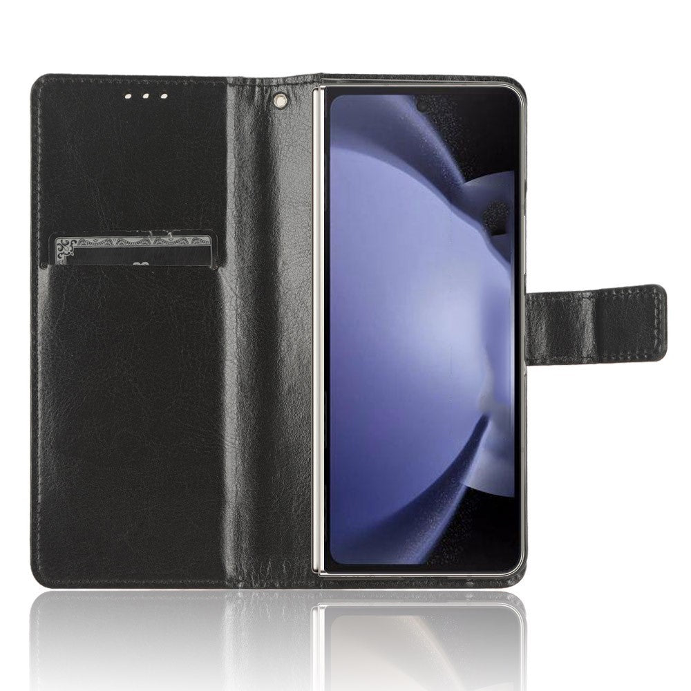 For Samsung Galaxy Z Fold6 5G Phone Case Pencil Slot Stand Leather Cover Crazy Horse Texture