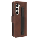 For Samsung Galaxy Z Fold6 5G Stand Case with Pencil Slot Anti-Scratch Leather Phone Cover