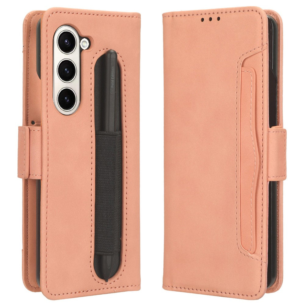 For Samsung Galaxy Z Fold6 5G Stand Case with Pencil Slot Anti-Scratch Leather Phone Cover