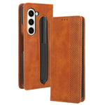 Til Samsung Galaxy Z Fold6 5G Etui med blyantsholder Retro PU-læder telefoncover
