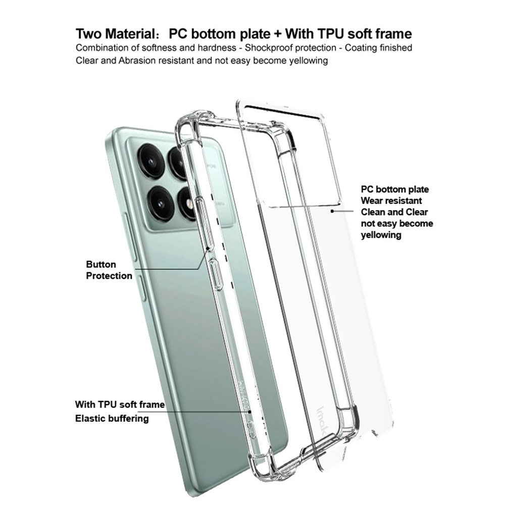 IMAK For Xiaomi Redmi K70E 5G  /  Poco X6 Pro 5G Clear Case PC+TPU Shockproof Phone Cover