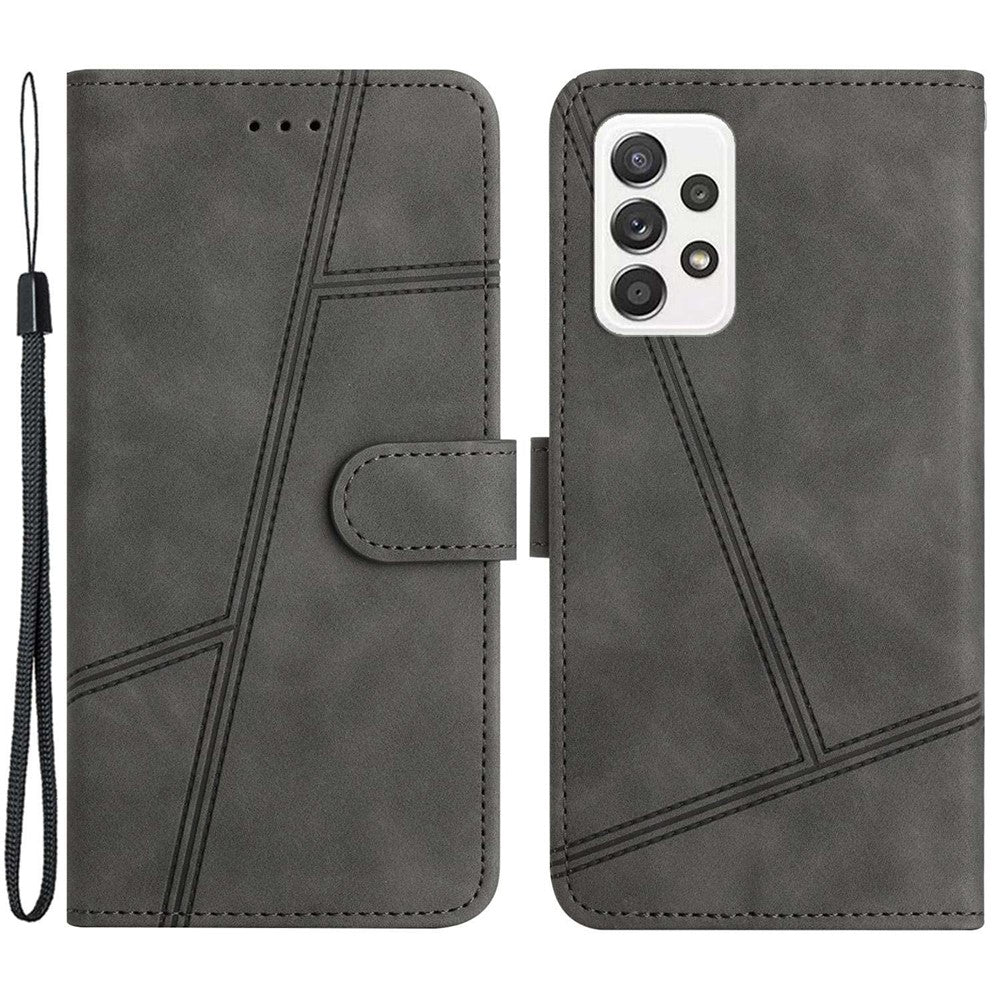 Samsung Galaxy A52s 5G / A52 5G / 4G Plånboksfodral i PU-läder med hudkänsla, vintage-mobilfodral med rem