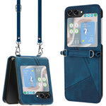 For Samsung Galaxy Z Flip5 5G Crossbody Case PU Leather Triangle Patterns Slim Phone Cover